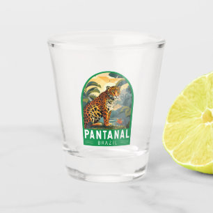 Pantanal Brazil Jaguar Travel Art Vintage Shot Glass