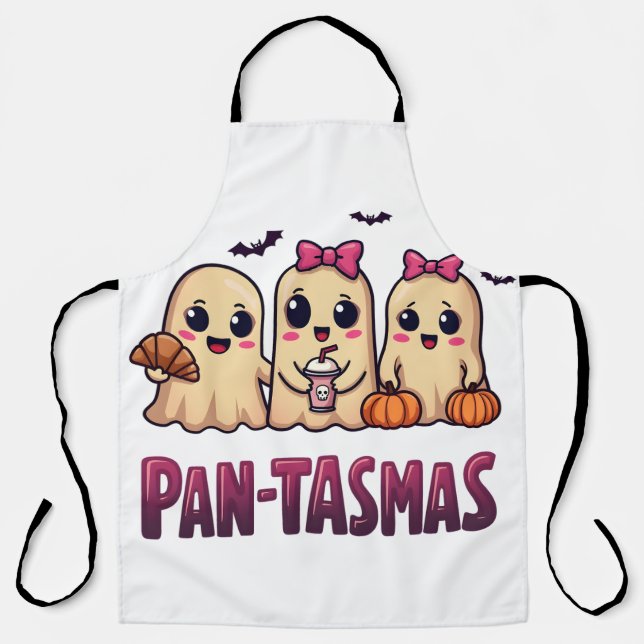 Pantasmas Funny Ghost Groovy Retro Halloween Apron (Front)
