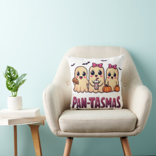 Pantasmas Funny Ghost Groovy Retro Halloween Throw Pillow