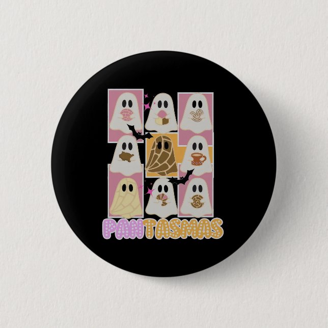 Pantasmas Pan Dulce Ghost Spanish Mexican Hallowee 2 Inch Round Button (Front)