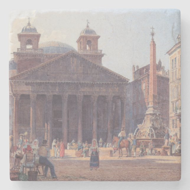 Pantheon and Piazza della Rotonda in Rome, Italy Stone Coaster (Front)
