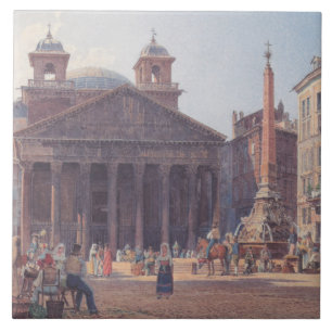 Pantheon and Piazza della Rotonda in Rome, Italy Tile