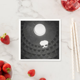 Pantheon Light Skull Rome Italy Black and White Napkin