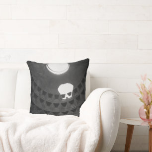 Pantheon Light Skull Rome Italy Black and White Throw Pillow