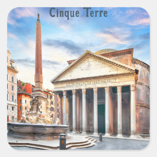 Pantheon Rome Italy Vintage Europe Travel Square Sticker