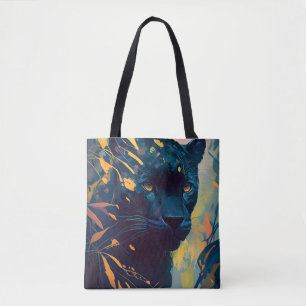 Panther Animal Portrait Painting Wildlife Outdoors Tote Bag