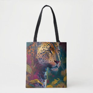 Panther Animal Portrait Painting Wildlife Outdoors Tote Bag