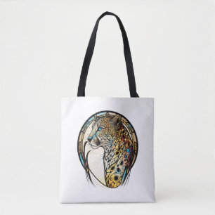 Panther Animal Portrait Stained Glass Wildlife Art Tote Bag