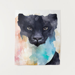 Panther Black Wild Animal Nature Watercolor Art  Tapestry