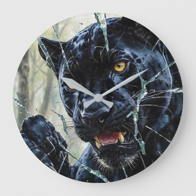 Panther breaking through  large clock (Front)