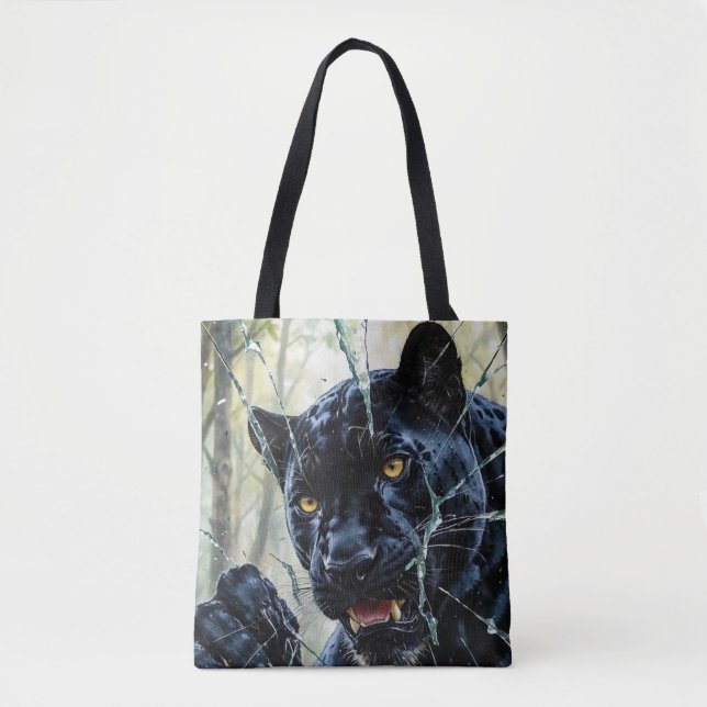 Panther breaking through  tote bag (Front)