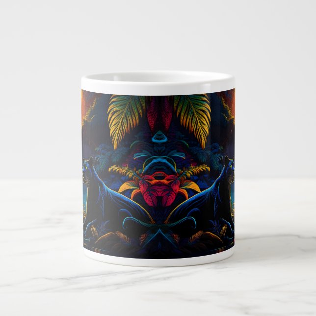Panther by a waterfall large coffee mug (Front)