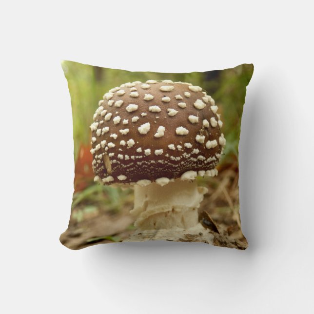 Panther Cap Mushroom Throw Cushion (Front)