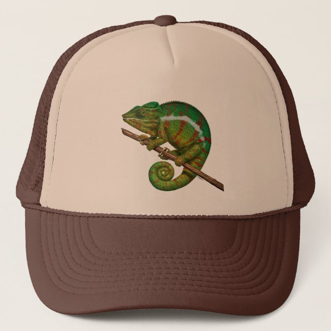 Panther Chameleon Digital Painting Trucker Hat (Front)