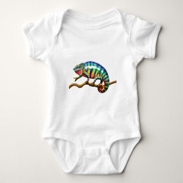 Panther Chameleon Lizard Baby Bodysuit (Front)
