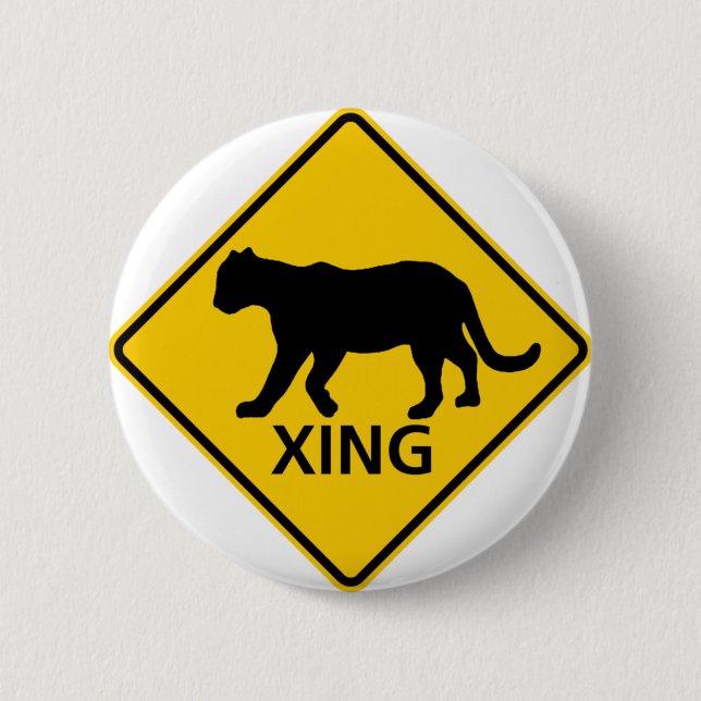Panther Crossing Highway Sign 2 Inch Round Button (Front)