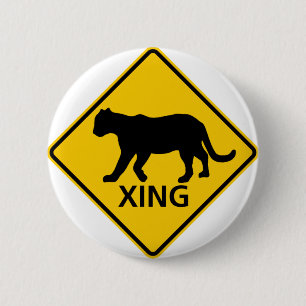 Panther Crossing Highway Sign 2 Inch Round Button