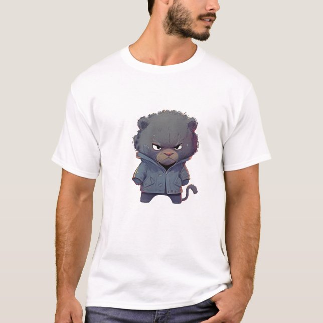 Panther Cute Adorable Humourous Illustration T-Shirt (Front)