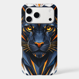 Panther Géométrique Bleu foncé et Orange Polygonal