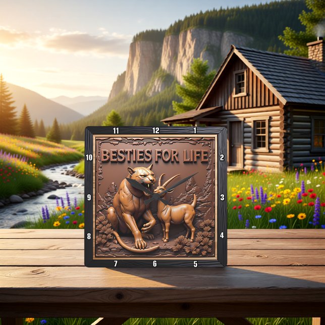 Panther Goat Detailed Animal Square Wall Clock (Creator Uploaded)
