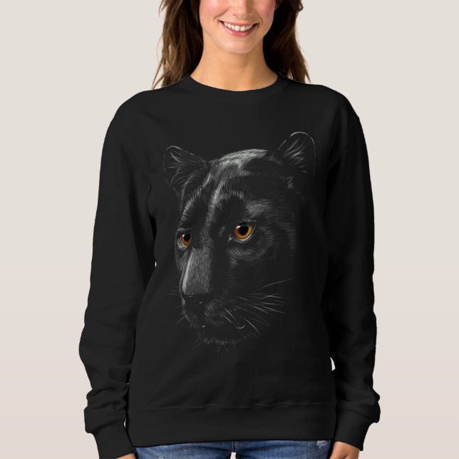 Panther Head Portrait Black Background Theme Anima Sweatshirt (Front)