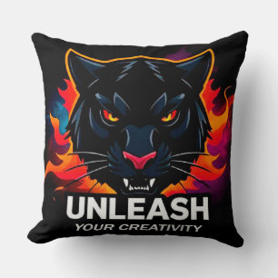 Panther Illustration Highlighting Creativity Throw Pillow