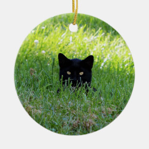 Panther in the Grass Ceramic Ornament