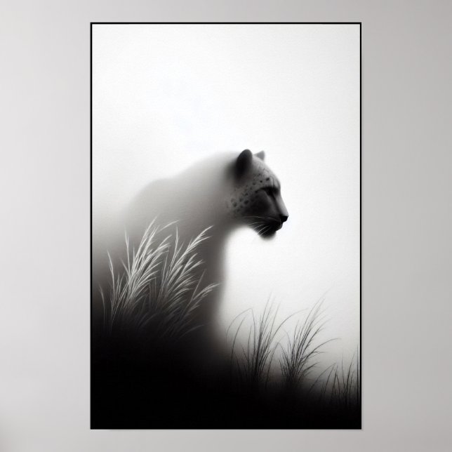 Panther in the Whispering Mist Abstract Poster (Front)