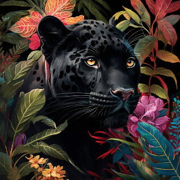 Panther jetant un coup d'oeil au puzzle de la jung
