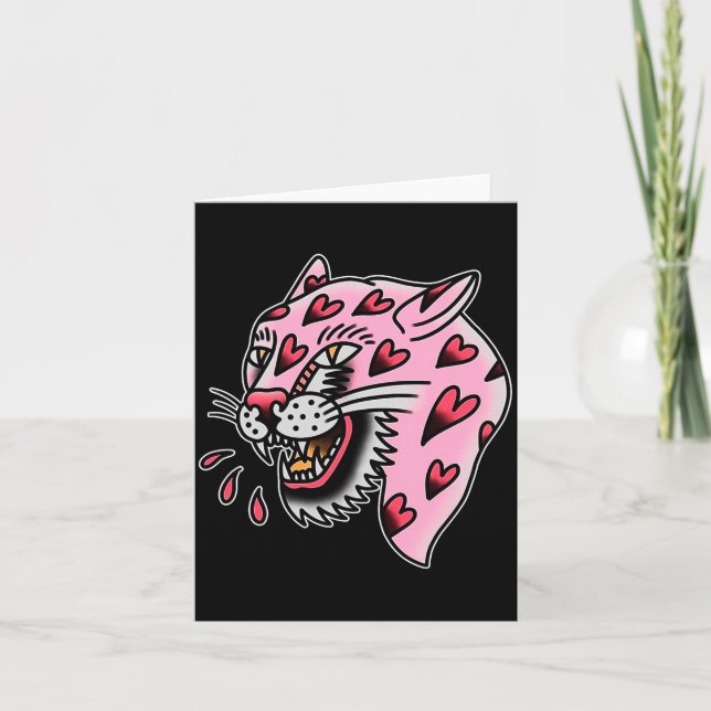 Panther Nk X Heart Love Traditional Premium Tri-bl Card (Front)