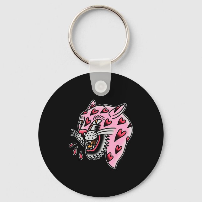 Panther Nk X Heart Love Traditional Premium Tri-bl Keychain (Front)