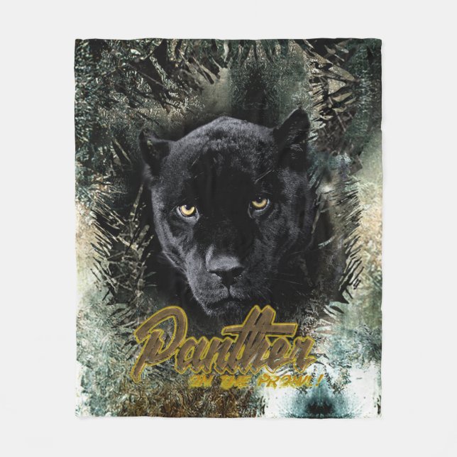 "Panther on the Prowl" Fleece Blanket (Front)