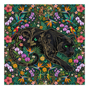 Panther on the Prowl Surreal Jungle  Photo Print