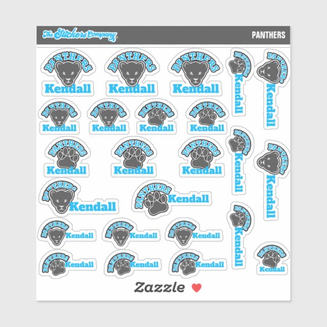 Panther Personalized Name Labels | School Stickers (Sheet)