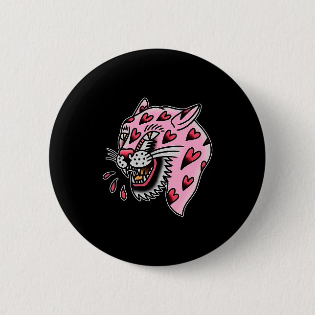 Panther Pink X Heart Love Traditional Flash Premiu 2 Inch Round Button (Front)