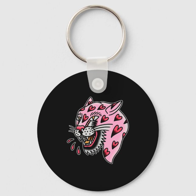 Panther Pink X Heart Love Traditional Flash Premiu Keychain (Front)