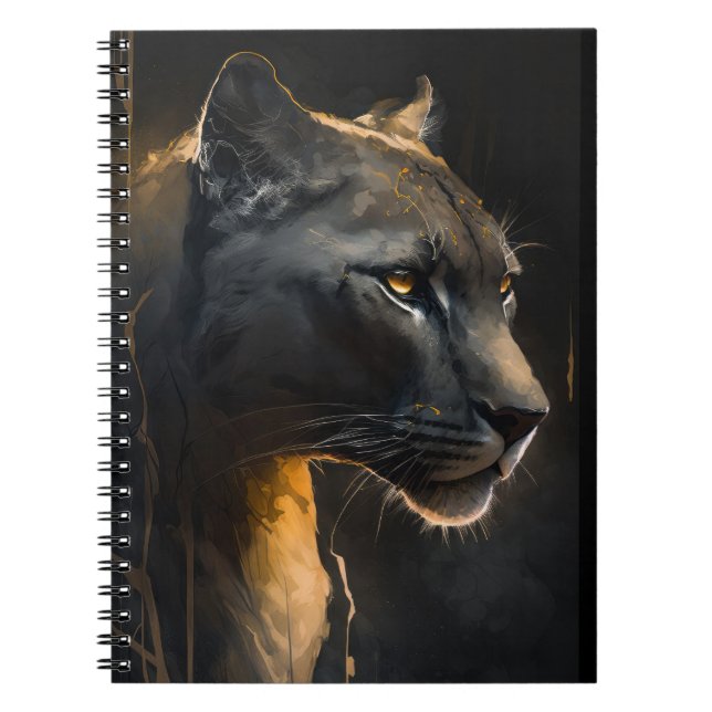 Panther Portrait Animal Nature Wildlife Painting Notebook (Front)