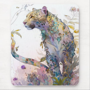 Panther Portrait Animal Painting Wildlife Forest Mouse Pad