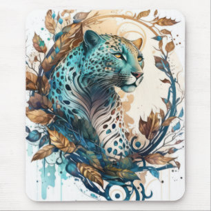 Panther Portrait Animal Painting Wildlife Outdoors Mouse Pad