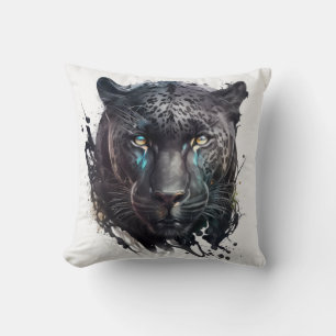 Panther Portrait Animal Painting Wildlife Outdoors Throw Pillow