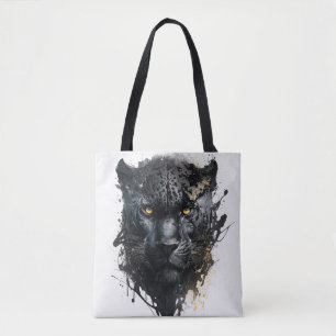 Panther Portrait Animal Painting Wildlife Outdoors Tote Bag