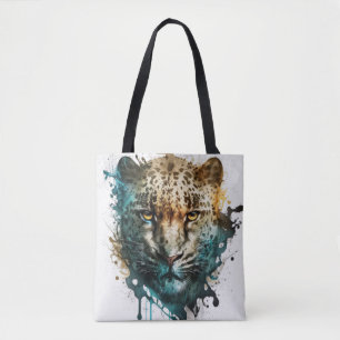 Panther Portrait Animal Painting Wildlife Outdoors Tote Bag