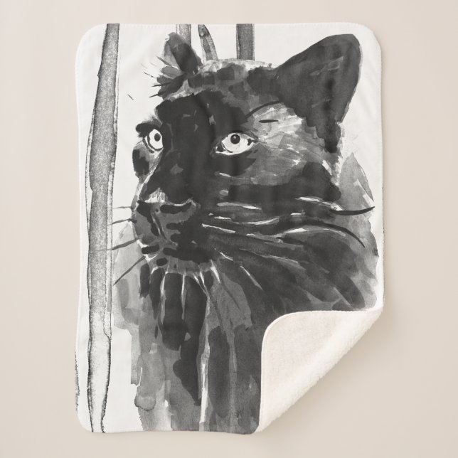 Panther Portrait Sherpa Blanket (Front)