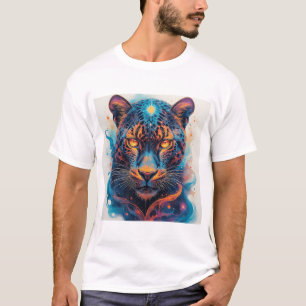 Panther Portrait with Abstract Fiery Elements T-Shirt