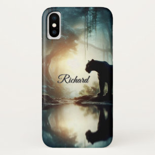  Panther Reflected in Pool of Water in Jungle Name Case-Mate iPhone Case