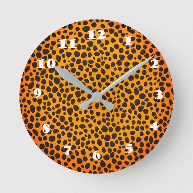 Panther Spots Animal Skin pattern Round Clock (Front)