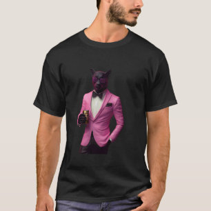 Panther Wearing Pink Suit Cool Cat Vibe T-Shirt