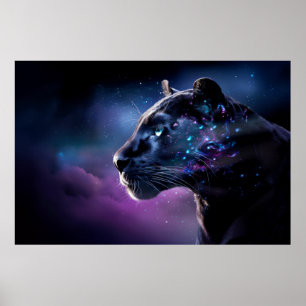 Panther Wild Animal Majestic Wilderness Surrealist Poster
