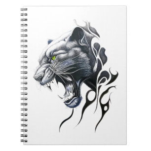 Panther Wild Animal Nature Illustration Art Tattoo Notebook