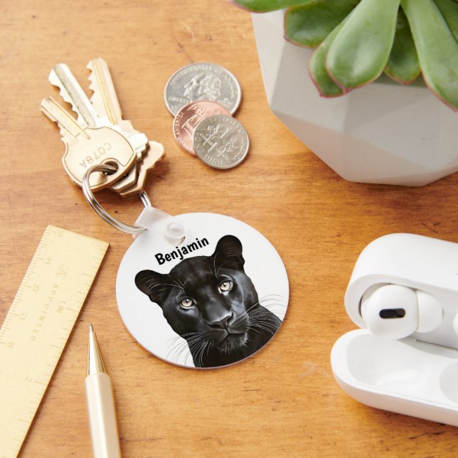 Panther Wild Animal Personalized Name Keychain (Desk)